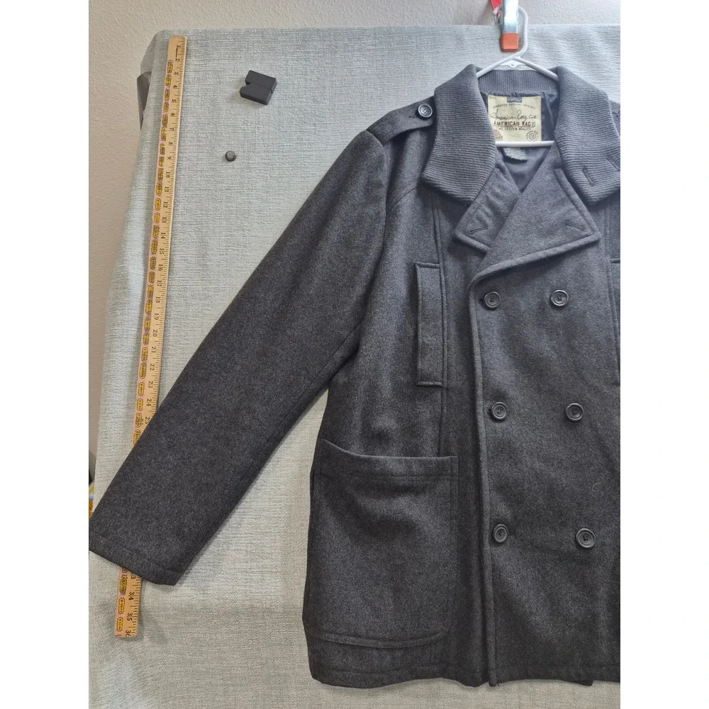 American Rag Cie Peacoat Mens XL Charcoal Gray Lined Wool Double Breasted Winter